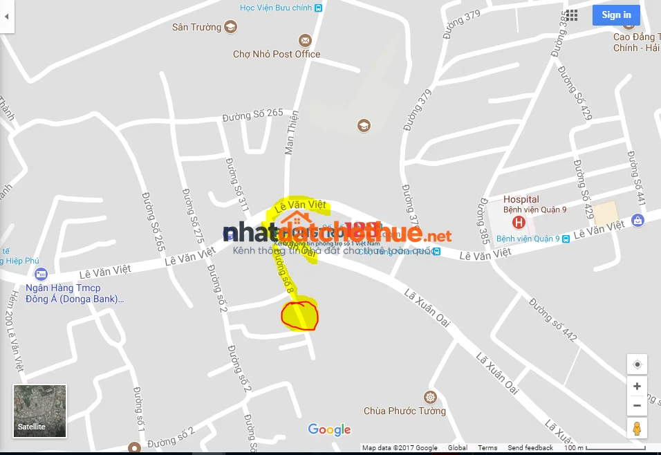 Cho thuê phòng trọ Quận 9, số 28 Đường số 8-Cách ngã 3 Lã Xuân Oai-Lê Văn Việt 100 Mét