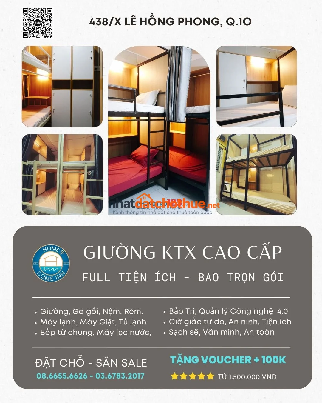CHO THUÊ GIƯỜNG KTX CAO CẤP LÊ HỒNG PHONG (CHỢ HỒ THỊ KỶ Q,10) 1